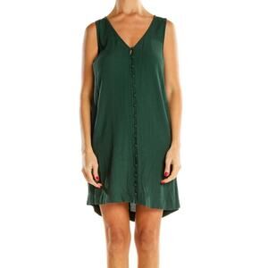 Madewell Button Front V Neck Emerald Green Tank Dress US Women's S